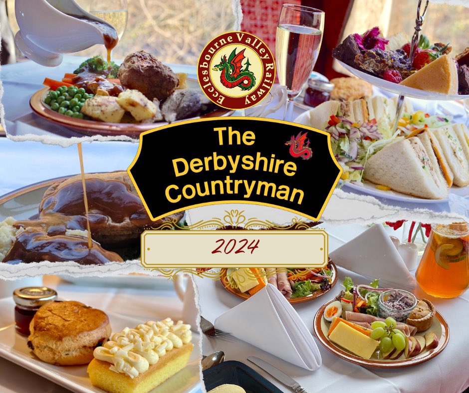We're delighted to announce that bookings are now open for our popular Derbyshire Countryman on train dining experiences for the 2024 season. View the range and book at e-v-r.com/countryman-din… #dining #steam #daysout