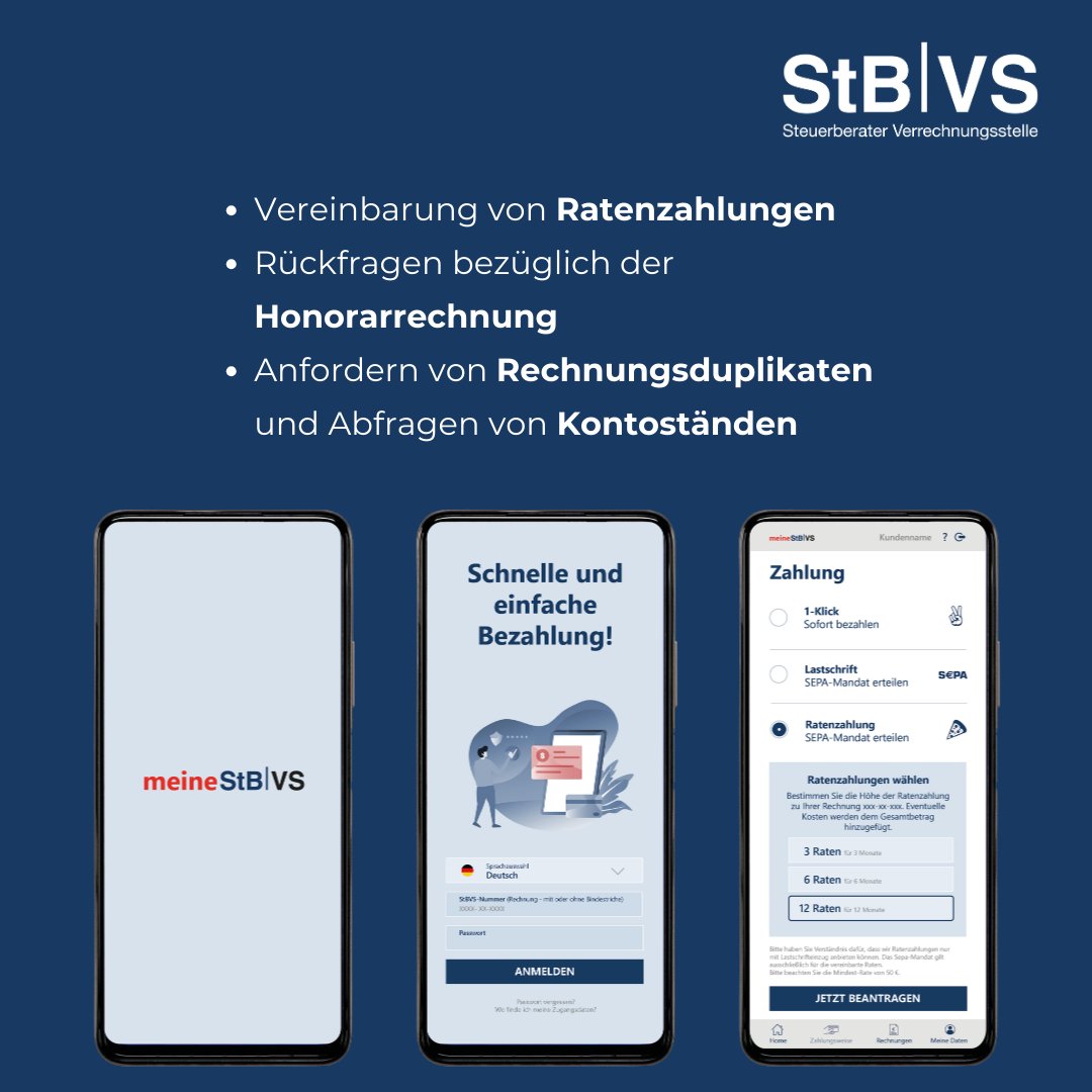 StBVS's tweet photo. 📱 Entdecken Sie #meineStBVS – die übersichtliche und informative Mandanten-App, die den kompletten digitalen Kontakt mit der StBVS ermöglicht.
Jetzt mehr erfahren: https://t.co/hdoJABR5Zr
#StBVS #Mandantenportal #Digitalisierung #Steuerberatung https://t.co/rmAAbWMRW1
