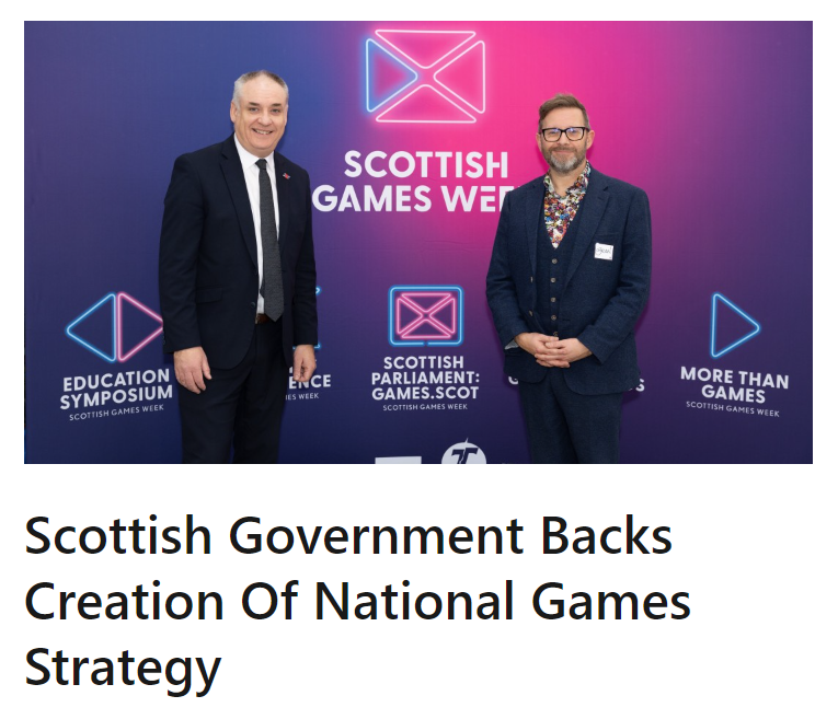 mdf200's tweet photo. "Scottish Government Backs Creation Of National Games Strategy"

Headed up by Brian Baglow (@flackboy), this is massive news for the games industry in Scotland.

Many thanks to @ShonaRobisonMSP and @HumzaYousaf for helping getting it off the ground.

https://t.co/2D48O3Xwbd https://t.co/9hvthkHvOA