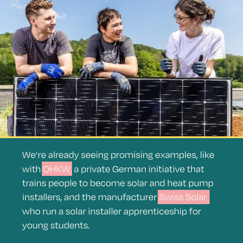 SolarPowerEU's tweet photo. 🆕 We've published a new #solar☀️ skills paper, highlighting 11 recommendations for growing the solar workforce👷‍♀️👷
 
We need to:
🎓 Standardise solar training in the EU
📚 Encourage retraining
📝 Simplify administrative procedures
 
Read the full paper 👇
 
#SolarWorks