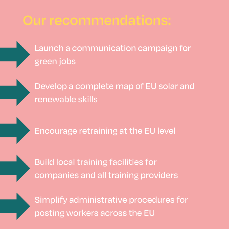 SolarPowerEU's tweet photo. 🆕 We've published a new #solar☀️ skills paper, highlighting 11 recommendations for growing the solar workforce👷‍♀️👷
 
We need to:
🎓 Standardise solar training in the EU
📚 Encourage retraining
📝 Simplify administrative procedures
 
Read the full paper 👇
 
#SolarWorks