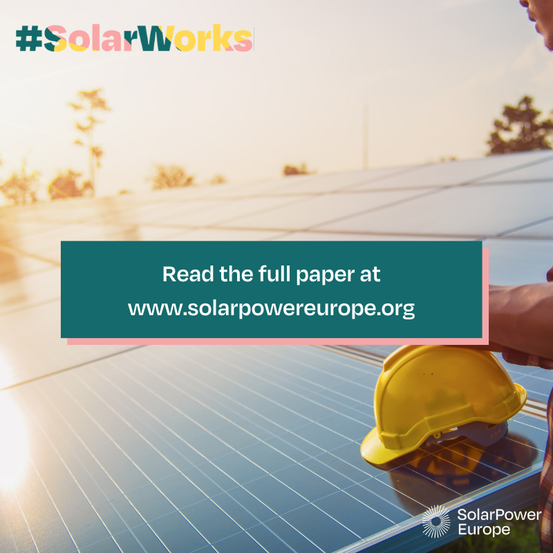 SolarPowerEU's tweet photo. 🆕 We've published a new #solar☀️ skills paper, highlighting 11 recommendations for growing the solar workforce👷‍♀️👷
 
We need to:
🎓 Standardise solar training in the EU
📚 Encourage retraining
📝 Simplify administrative procedures
 
Read the full paper 👇
 
#SolarWorks