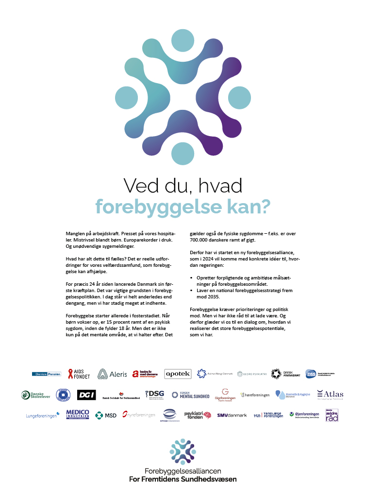 Lungeforeningen's tweet photo. Forebyggelse er afgørende for vores sundhed og er en vigtig del af løsningen på de udfordringer, som vores velfærdssamfund står overfor. I dag gør vi opmærksom på dette med en annonce i Berlingske sammen med 31 andre organisationer. https://t.co/HuiNNB9MqE