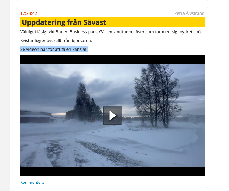 Finns inget bättre än när det är feeling i lokaltidningars liverapporteringar. Här NSD &lt;3