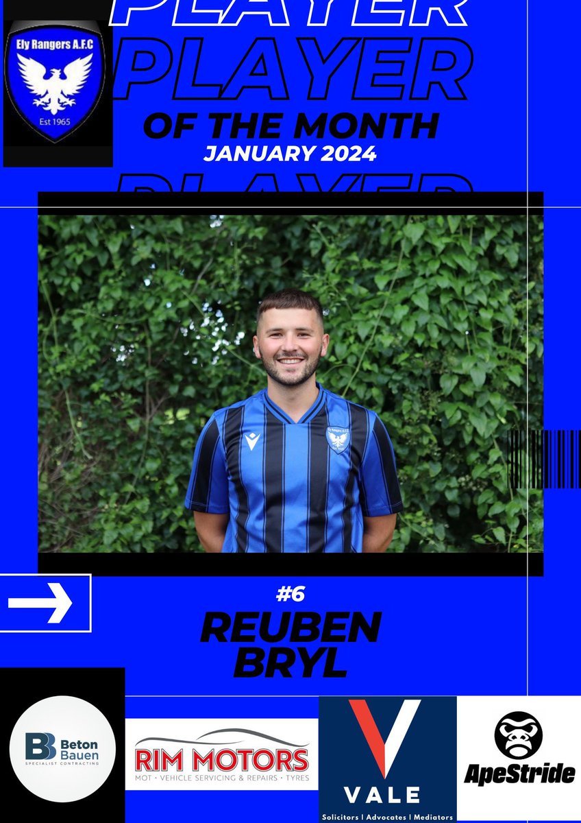 A Big well done to Rueben Bryl for for winning Player of the Month in January! 💙🖤