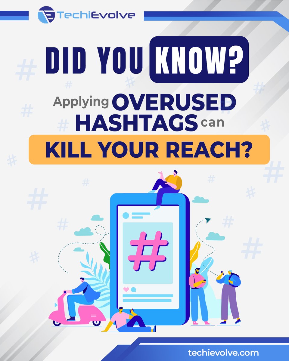 TechiEvolve's tweet image. 🚫❗️Are you still using overused hashtags? 😱
Stop now! 🚫
Discover how excessive hashtags can impact your social media reach! 📉🤔
#socialmedia #socialmediatipsforbusiness #digitalgrowth #BrandDesign #BrandStrategy #digitalmarketingexpert #socialmediamarketingtips