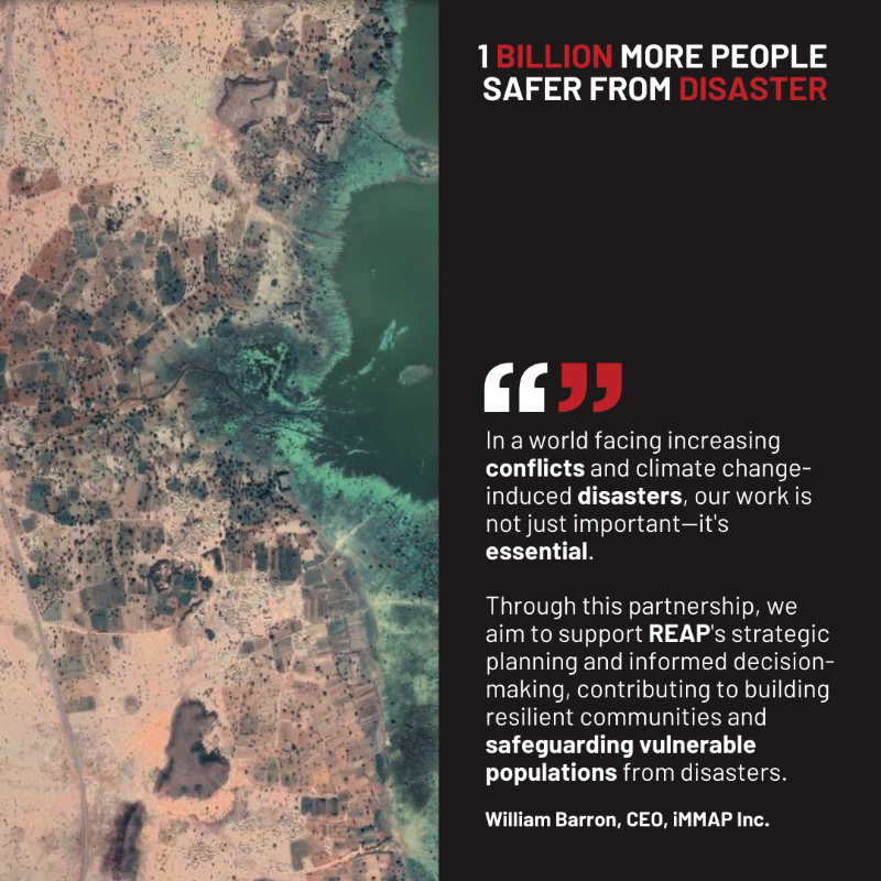 iMMAP_Inc's tweet photo. iMMAP Inc. has joined the REAP Partnership to advance climate risk awareness and disaster management.  
We are proud to work together towards a resilient future. 

Read more about the partnership here: https://t.co/5IiTtkqi3J

@EarlyActionREAP