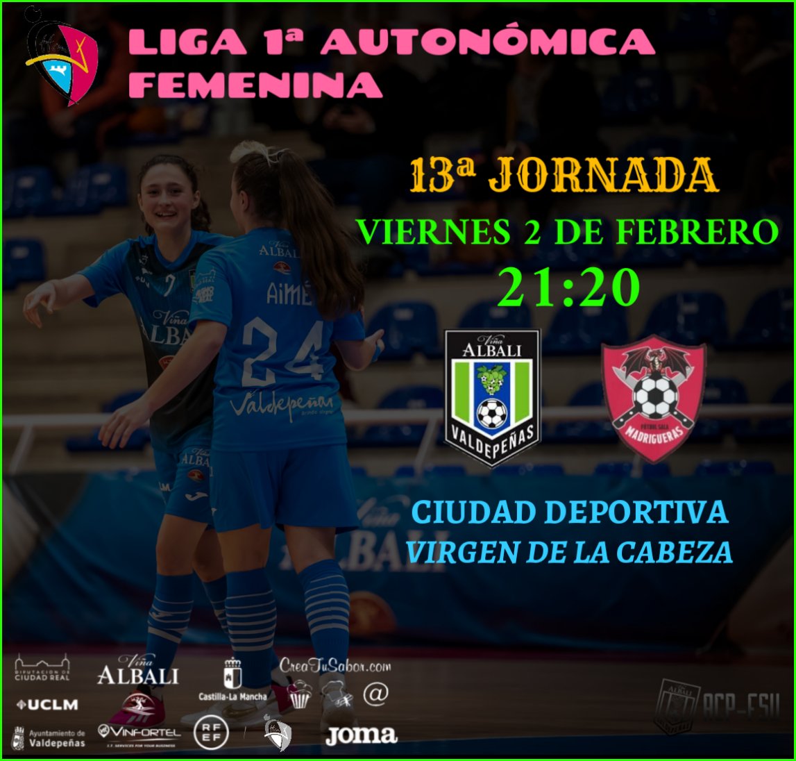 BaseAzulonaFS's tweet photo. NUEVA JORNADA

🔵 FEMENINO 🔵

🗓️ Viernes 2 de febrero.
🕤 21:20
🏟️ Virgen de la Cabeza 
🆚 Madrigueras FS https://t.co/IqaMJpcoFX