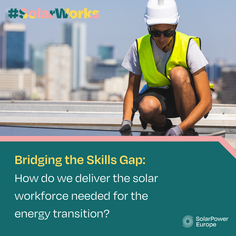 SolarPowerEU's tweet photo. 🆕 We've published a new #solar☀️ skills paper, highlighting 11 recommendations for growing the solar workforce👷‍♀️👷
 
We need to:
🎓 Standardise solar training in the EU
📚 Encourage retraining
📝 Simplify administrative procedures
 
Read the full paper 👇
 
#SolarWorks