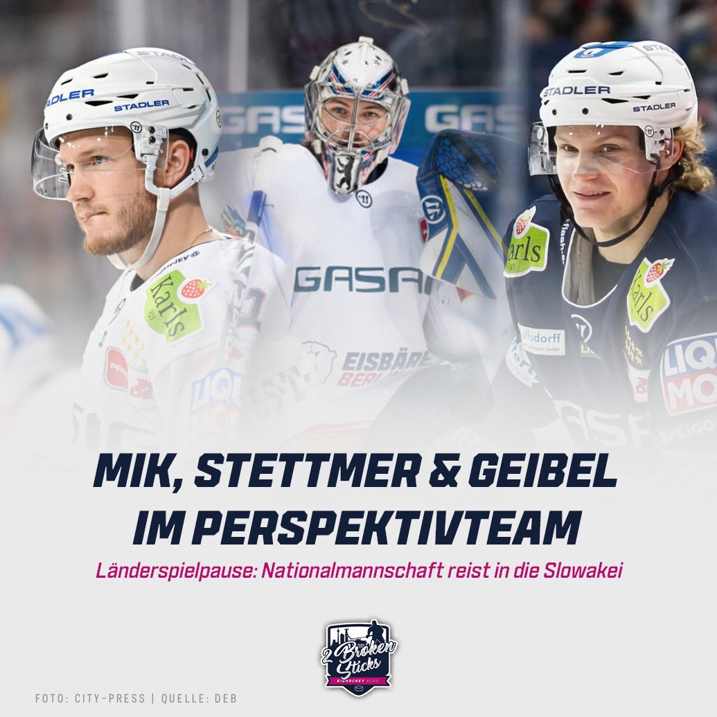 2BrokenSticks's tweet photo. Eric #Mik, Jonas #Stettmer und Korbi #Geibel nehmen im Perspektivteam an dem Lehrgang der Nationalmannschaft in der Slowakei teil. Am 7. und 8.2.2024 trifft die Mannschaft jeweils um 18:00 Uhr auf die slowakische Auswahl (MagentaSport) #ebb #eisbärenberlin #hauptstadteishockey https://t.co/5Kp20IA9IL