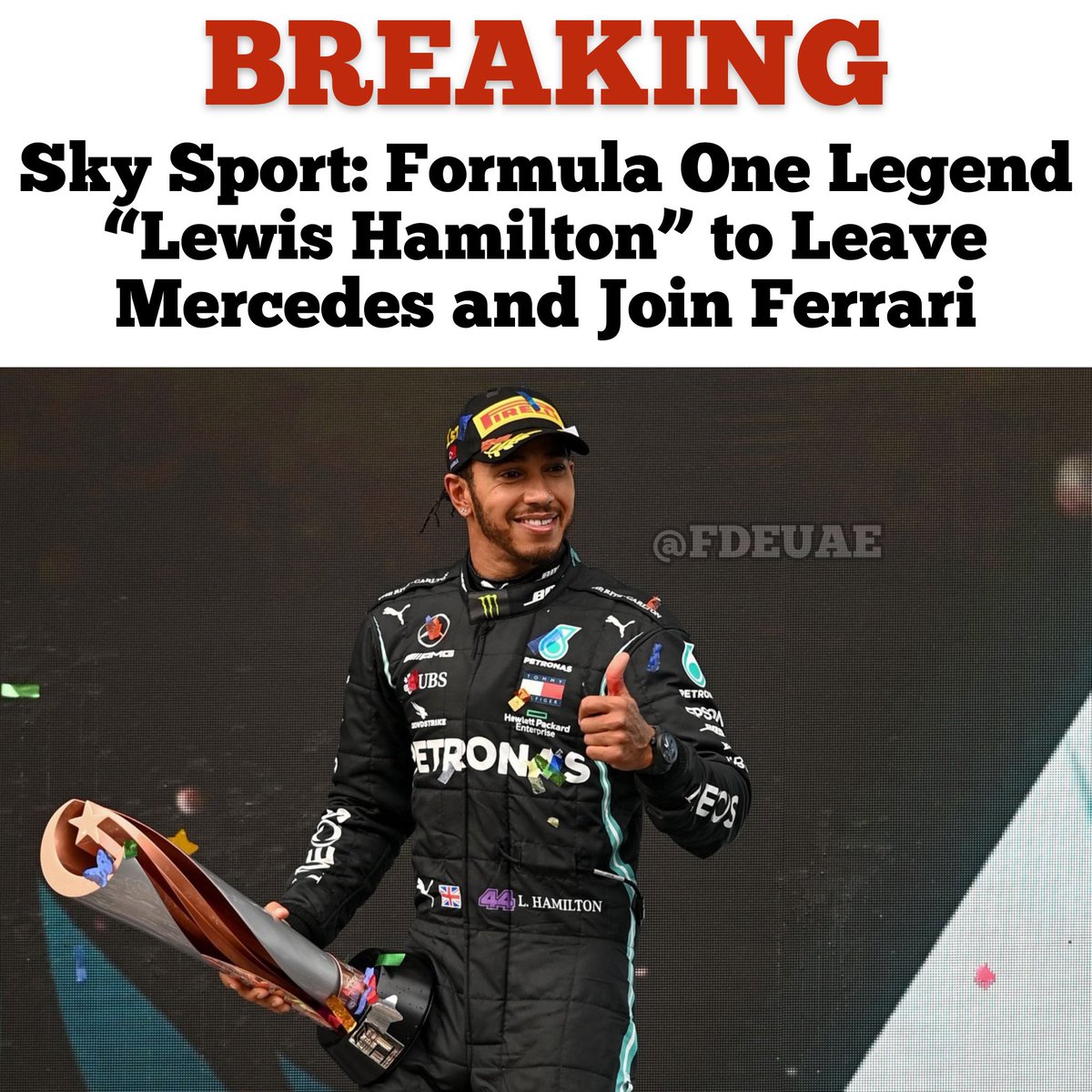 fdeuae's tweet photo. BREAKING: #British Formula One star #LewisHamilton will leave #Mercedes and join #Ferrari for the 2025 season, #SkySports News understands. https://t.co/WrhDcu2qwb