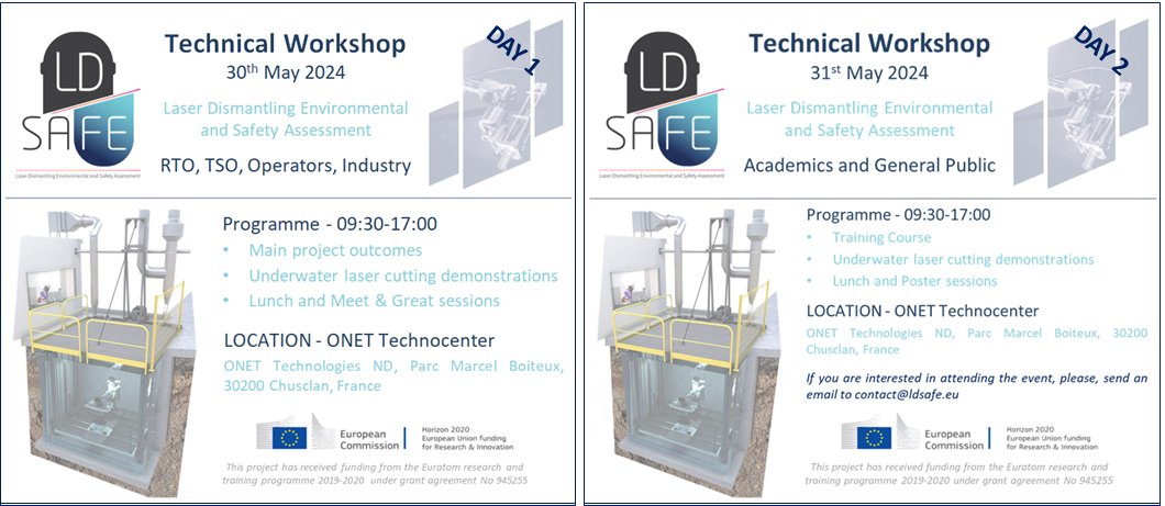 The End Technical Workshop will be a great opportunity to discuss about the project outcomes, while witnessing an underwater #laser cutting #demonstration. Two sessions will be organized.
 🗓️Don’t miss the event, we are awaiting you at Onet Technocenter!