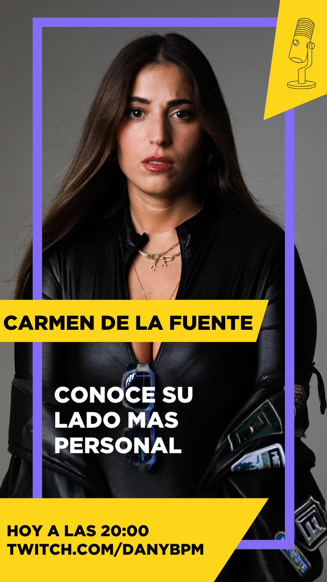 🚨HOY charlamos con una de las DJ y INFLUENCERS mas TOP del momento. Pura energía y buen rollo!!! 🙌

🎤Charla con CARMEN DE LA FUENTE 🙌

Te esperamos a las 20:00 en mi canal: twitch.tv/danybpm