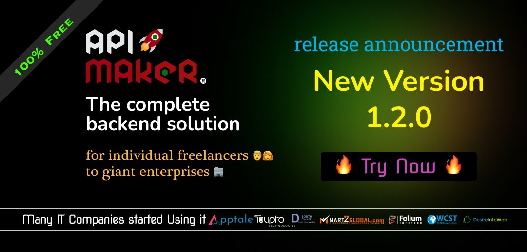 api_maker's tweet image. 🚀 We are excited to announce API Maker release: 1.2.0

👉 [Feature] : “Restart process” menu item added in users menu which will restart all API Maker processes from all connected servers of that environment cluster

👉 [Feature] : Multiple operators support added in find…