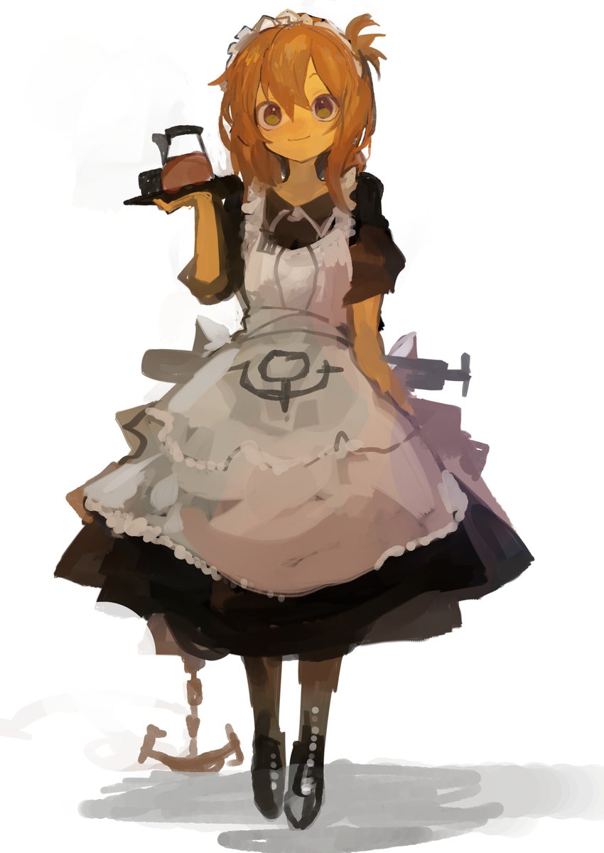 inazuma (kancolle) 1girl solo apron maid brown hair maid headdress alternate costume  illustration images