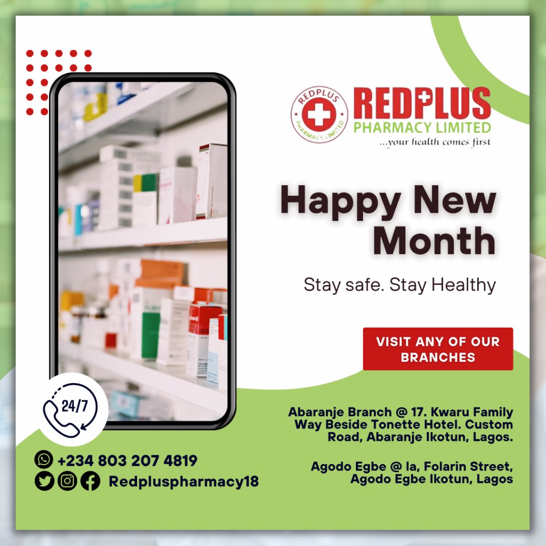 RedplusPharmacy's tweet image. Happy new month to all our customers and clients. May this month be fruitful for us all in good health +* #redplus #Redpluspharmacy #HealthyLiving #FitLife