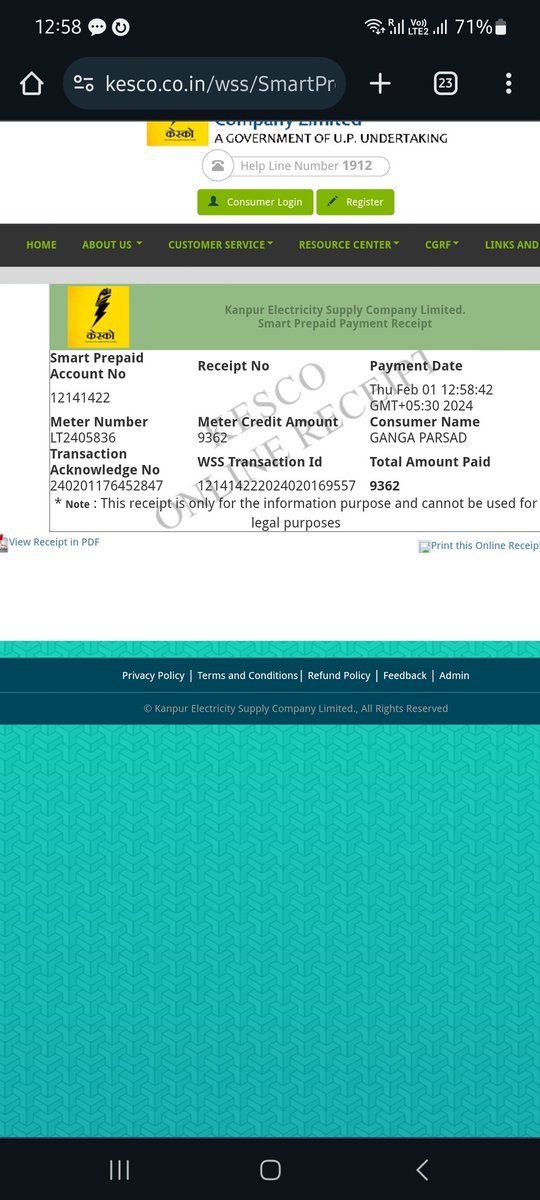 gulshan__gupta's tweet photo. @KESCoHQ online payment not working. Payment deducted but still not reflected https://t.co/y0pMm5e2vM