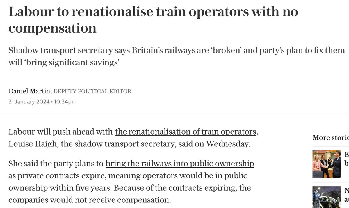 paullewismoney's tweet image. Labour will renationalise railways if it wins election, Transport Shadow Secretary confirms bit.ly/4bcbVDE