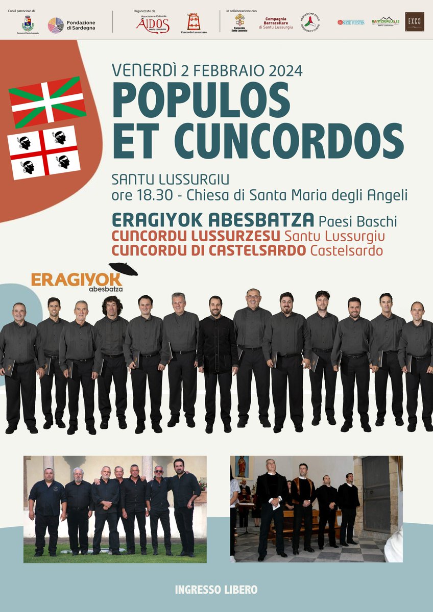 [EUS] ¡Hoy viajamos a Cerdeña! Desde mañana participaremos en el festival 'Cantigos in Carrela' que se celebra en Santu Lussurgiu y ofreceremos dos conciertos como representantes de Euskal Herria y de la cultura vasca.
@AstiarrakoUdala @GipuzkoaKultura