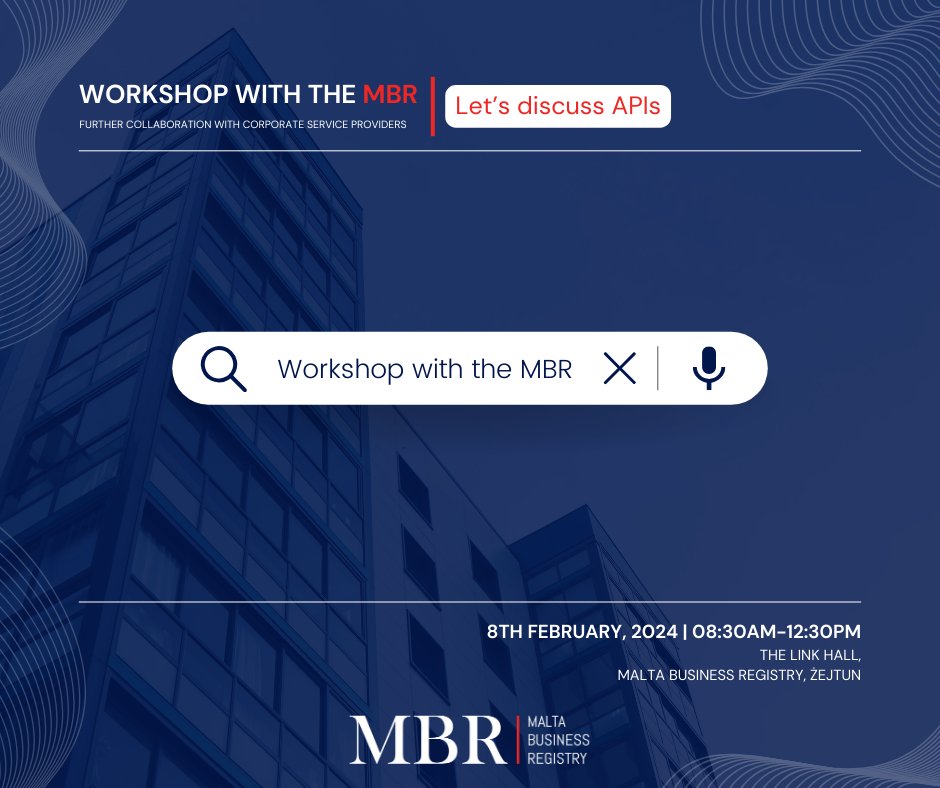 𝗠𝗕𝗥’𝘀 𝗪𝗼𝗿𝗸𝘀𝗵𝗼𝗽 - 𝗙𝘂𝗿𝘁𝗵𝗲𝗿 𝗰𝗼𝗹𝗹𝗮𝗯𝗼𝗿𝗮𝘁𝗶𝗼𝗻 𝘄𝗶𝘁𝗵 𝗖𝗼𝗿𝗽𝗼𝗿𝗮𝘁𝗲 𝗦𝗲𝗿𝘃𝗶𝗰𝗲 𝗣𝗿𝗼𝘃𝗶𝗱𝗲𝗿𝘀 (𝗟𝗲𝘁’𝘀 𝗱𝗶𝘀𝗰𝘂𝘀𝘀 𝗔𝗣𝗜𝘀)

No need to search, we got you covered 👇

showshappening.com/Malta-Business…