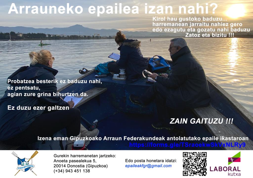 Arraun epaile izan nahi? Izen emateak irekita! @kirolaknet <a href="/GipuzkoaKirolak/">Gipuzkoa Kirolak</a> <a href="/LABORALkutxa/">LABORAL Kutxa</a> docs.google.com/forms/d/e/1FAI…