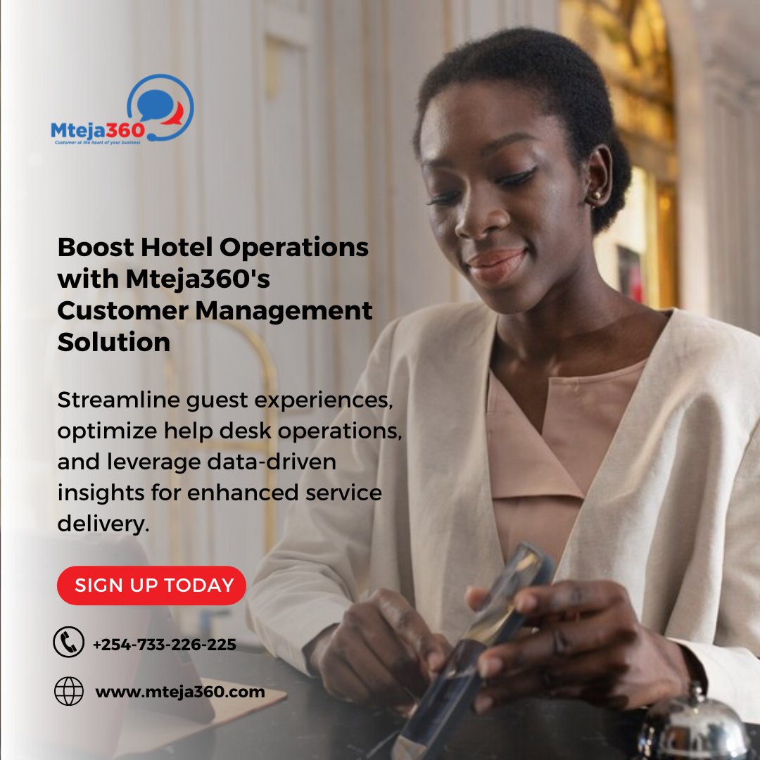 mteja360KE's tweet photo. Elevate your hotel's customer management strategy with Mteja360. Streamline operations, optimize guest experiences, and make data-driven decisions enhanced service delivery. Explore our comprehensive Customer Management tool designed for the hospitality industry. https://t.co/ztRTQPJ8x1