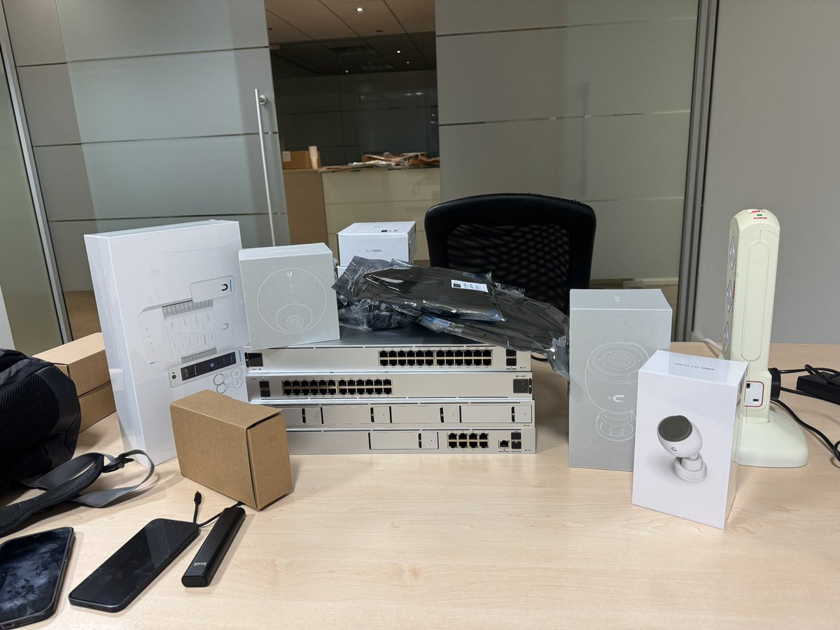 tiernano's tweet photo. Access control and camera are to be installed today. More stuff missing but ran out of desk space to work on. #unifi #ubiquiti https://t.co/E0FsN1V5zH
