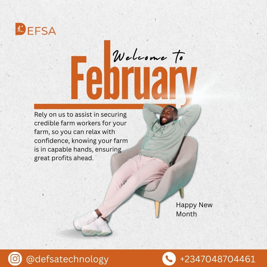 dermisholtd's tweet photo. Welcome to February!
Exciting opportunities await in the world of agriculture. Join our Farm Staff Hiring Agency for a month of cultivating credible talents and sowing the seeds of success. Explore new beginnings with us!
Happy new month
#Defsatechnology
#FarmHiring #February https://t.co/GKuISijrrm