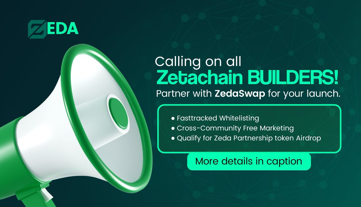 ZedaSwap's tweet photo. Exclusive Benefits for Launching on ZedaSwap: https://t.co/jjyGIdWJVC 🚀

Calling all Zetachain Builders! When you launch on our DEX, you're in for a treat! 🎉

Join us on TG: https://t.co/hnCa5qoY2K
#Zetachain #Zeta $Zeta https://t.co/oh6qXCE9bG