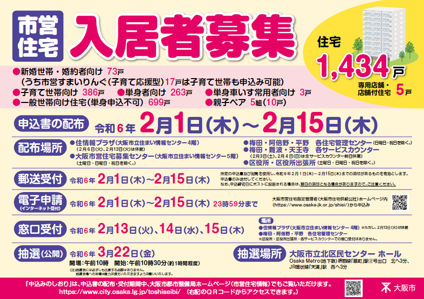 市営住宅の入居者を募集中！ ＼ 2月1日(木)から2月15日(木)まで、 市営