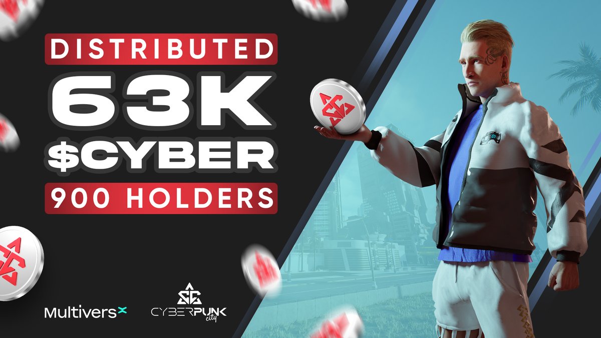 Attention Cyberpunk City community! We've just distributed 63,000 $CYBER to our 900 owners of 4238 #CitizenNFTs. 💰 Want to secure a monthly income of 15 $CYBER per NFT and dive into Cyberpunk City #Metaverse? 🚀 Don't wait – mint yours today at dapp.cyberpunkcity.com