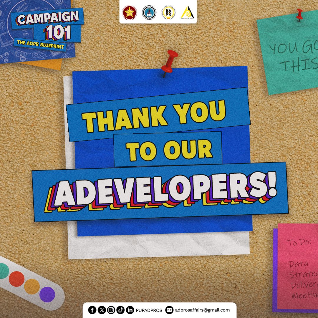 PUPADPROS's tweet photo. Huge thanks to our incredible ADevelopers , who made the magic of Campaign101: The ADPR Blueprint possible!
#Campaign101
#TheADPRBlueprint
#ADPRosper
🎨: Maria Mananes
✍️: Mikael Mijeno https://t.co/vBynAjfbxq