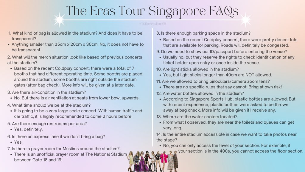 📣 | The Eras Tour Singapore FAQs

Here are some FAQs that I have answered!

Please be aware that these questions are answered based off my understanding 🙏🏼