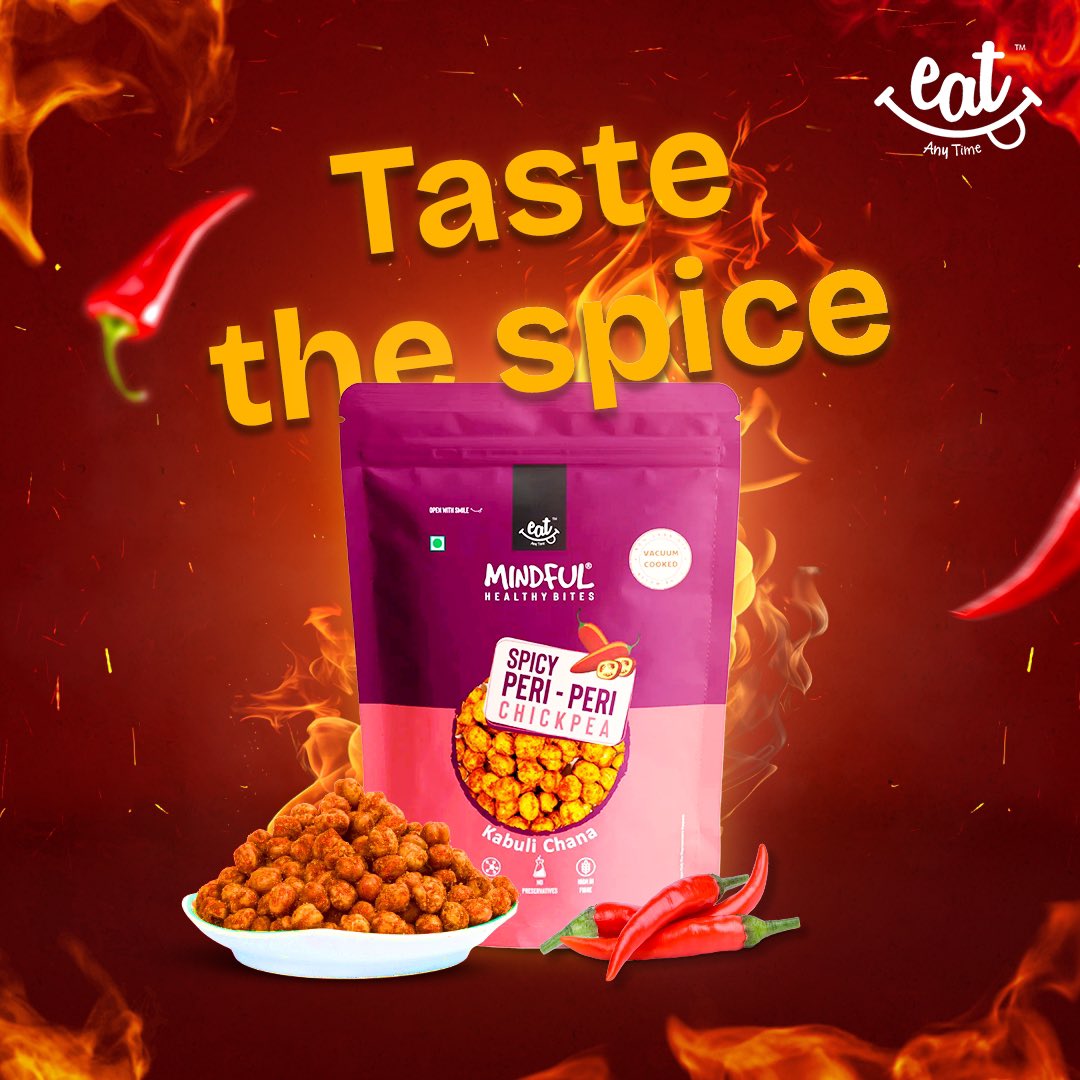 Get ready for a spice-packed adventure! Our Spicy Peri Peri Chickpeas are here to add zest to your snack time.

#EatAnyTime #HealthySnacking #MindfulSnacking #SnackAttack
#TasteTheExcitement #SpicyPeriPeriChickpeas