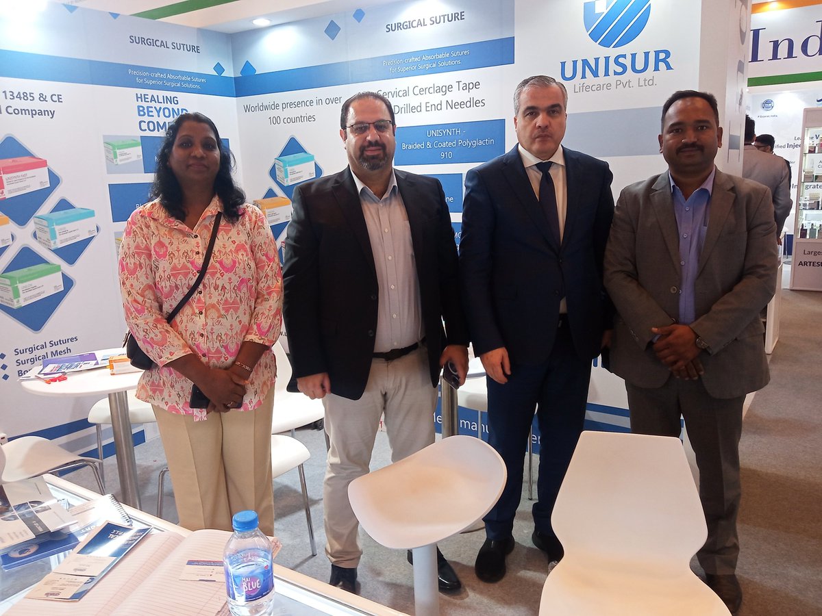 universalsuture's tweet photo. Unisur Lifecare Company celebrating the great success of @Arab_Health Day 3!  Our commitment to healthcare innovation shone bright, leaving an indelible mark on the event's second last day. 
Stall No. IP-30, Booth No. M.B19 (Sheikh Maktoum Hall) https://t.co/qkR2oTraO9