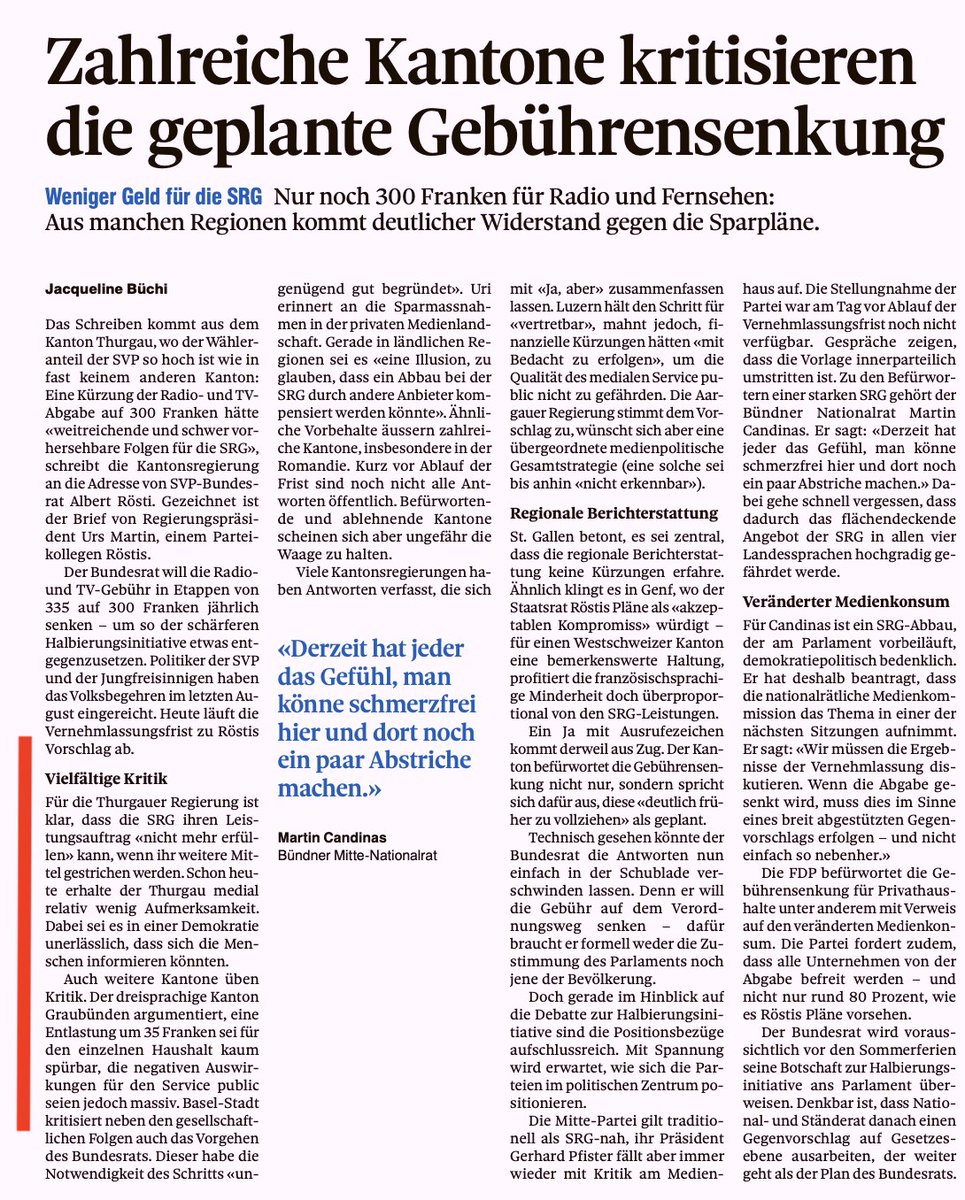 Mark_Balsiger's tweet photo. Die Thurgauer Regierung lehnt eine weitere Reduktion ab. Sie schreibt, dass «die #SRG ihren Leistungsauftrag nicht mehr erfüllen kann, wenn ihr weitere Mittel gestrichen werden». #Halbierungsinitiative #ProMedienvielfalt #StärkenSTATThalbieren #Bakom 

Quelle: #Tamedia https://t.co/ejcBehvtsE