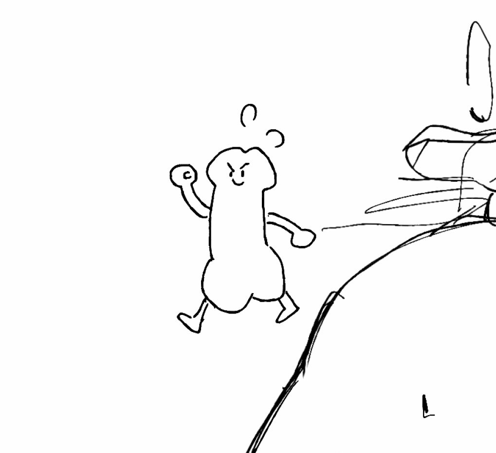 創作のラフ描いてたら同居人に落書きされました 