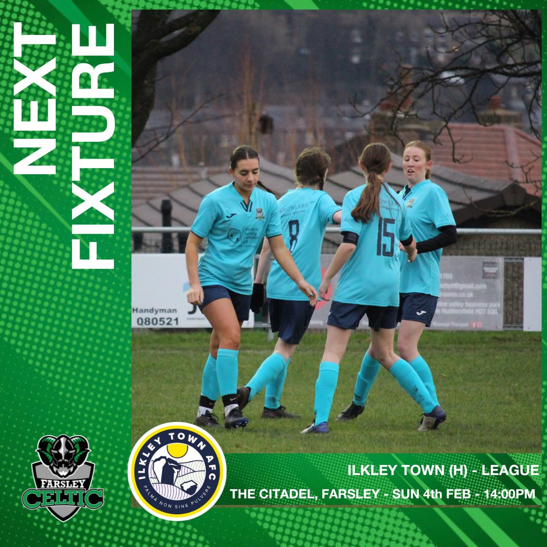 COMING TO THE CITADEL THIS SUNDAY 🟢⚪️

Farsley Celtic Women host Ilkley Town in a top of the table clash at The Citadel! Come on down and get behind the team in our promotion push!

🆚 <a href="/ilkleytown/">Ilkley Town AFC</a>
📍 The Citadel, Farsley
📆 04/02/2024
⏰ 14:00
🏆 @wrcwfl Division 1

#CeltArmy
