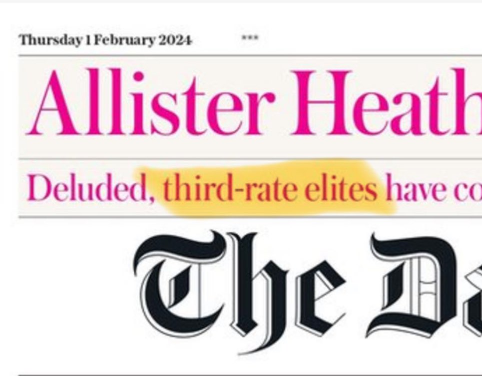 peterjdean's tweet image. Does ‘third-rate elites’ come from the same school of rhetoric as ‘military intelligence’?