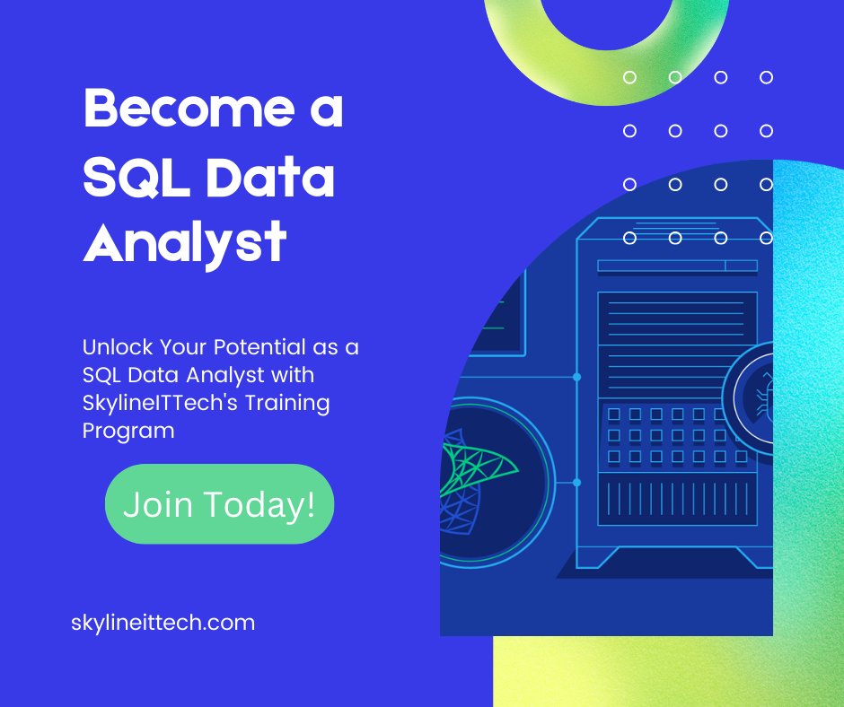 SkylineITTech1's tweet image. Unlock the power of data with SkylineITtech&apos;s SQL Data Analyst Training! 🚀 Dive into the world of structured query language and elevate your analytical skills. Join us on the journey to transform data into insights! 💻📊 #SQLTraining #DataAnalyst #SkylineITtech