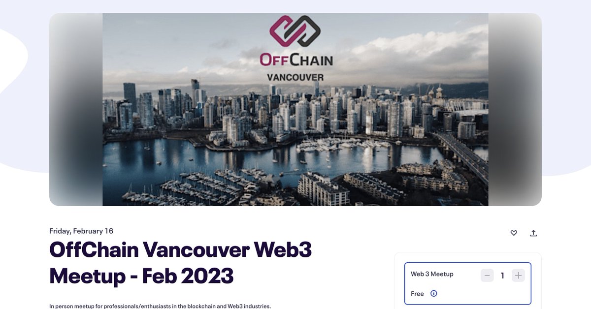 【2024 <a href="/offchainglobal/">OffChain Global</a> #Vancouver #Web3 Kickoff Meetup】

🗓️ Feb 16, 6-9 PM
📍 And-Co
👀 Spot founders <a href="/jakefraser29/">Jake</a> &amp; @SusieW20823033 for a chat!
🍕 Free pizza &amp; great connection

✅ RSVP for #free: eventbrite.com.au/e/offchain-van…