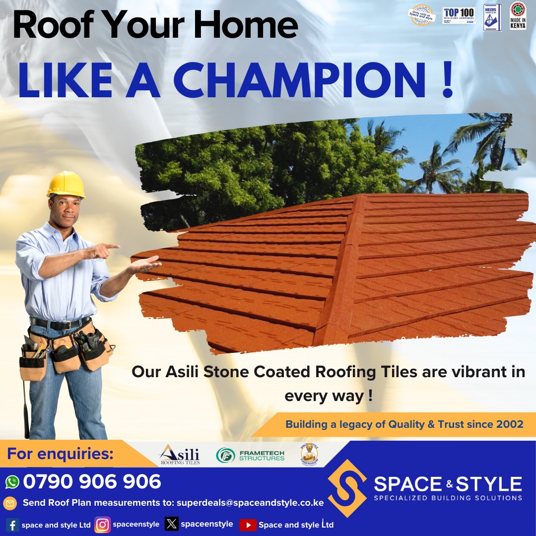 spaceenstyle's tweet photo. Make your roof stand out from the rest !
Get our Asili Garnet Red Shingles Profile, Vibrant in colour and texture.

📞Call our Eldoret branch on 0731 000 865
📍Visit our Eldoret Branch at Daima Towers, Ground Floor.

#Eldoret #cityofchampions #roofing #Building #affordablehousing https://t.co/B8GmyiN626