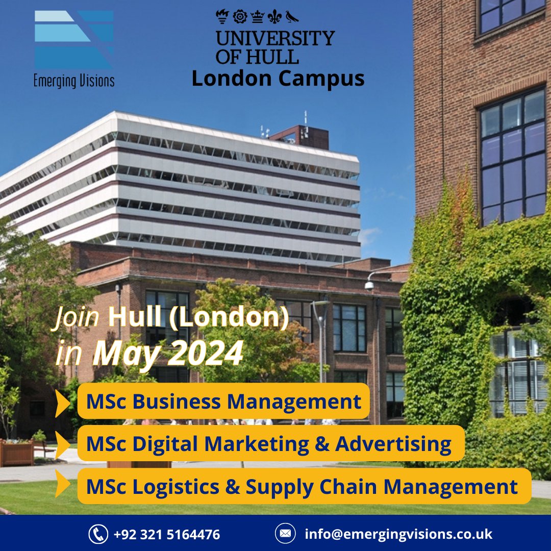 Emergingvisions's tweet photo. Join University of Hull (London) in May 2024
▶️ MSc Business Management
▶️ MSc Digital Marketing &amp; Advertising
▶️ MSc Logistics &amp; Supply Chain Management
IELTS overall 6.0 
Deadline - March 2024
#emergingvisions #hulllondon #masters #studyinuk #universityofhull #studyinuk2024 https://t.co/1zoTxQJaDu