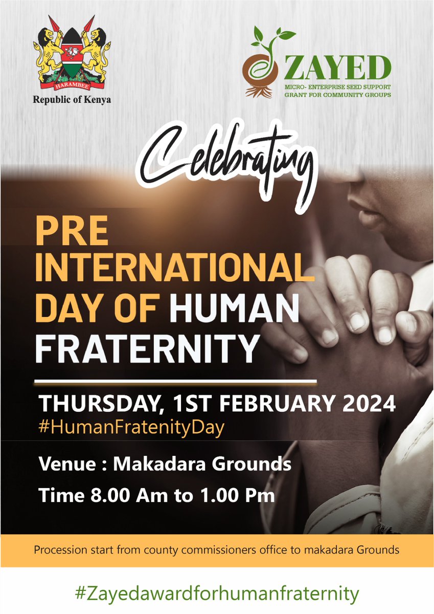 Esther ndarigho (@ndarigho) on Twitter photo #HumanFraternity
#ZayedAwardforHumanfraternity
<a href="/NicholasSongora/">Nicholas Songora HSC</a>
<a href="/ManyattaYouth/">Manyatta Youth</a> <a href="/Zayedseedgrant/">Zayed Microenterprise Seed support Grant</a>
"We are all in this together. We need to be each other's keepers, each other's protectors, and each other's brothers and sisters." - Desmond Tutu #HumanFraternity
#ZayedAwardforHumanfraternity
<a href="/NicholasSongora/">Nicholas Songora HSC</a>
<a href="/ManyattaYouth/">Manyatta Youth</a> <a href="/Zayedseedgrant/">Zayed Microenterprise Seed support Grant</a>
"We are all in this together. We need to be each other's keepers, each other's protectors, and each other's brothers and sisters." - Desmond Tutu