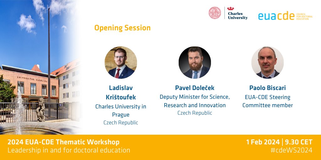 EUA-CDE (@euacde) on Twitter photo Official opening of #cdeWS2024 with
🎤 <a href="/lkristoufek/">Ladislav Kristoufek</a> Vice-Rector for Research <a href="/CharlesUniPRG/">Charles University</a>
🎤 <a href="/pavel_dolecek/">Pavel Doleček</a> Deputy Minister for Science, Research and Innovation, Czech
Republic
🎤 <a href="/pbiscari/">Paolo Biscari</a> Vice-Rector for Talent Development <a href="/polimi/">Politecnico di Milano</a> and #EUACDE Steering Committee member Official opening of #cdeWS2024 with
🎤 <a href="/lkristoufek/">Ladislav Kristoufek</a> Vice-Rector for Research <a href="/CharlesUniPRG/">Charles University</a>
🎤 <a href="/pavel_dolecek/">Pavel Doleček</a> Deputy Minister for Science, Research and Innovation, Czech
Republic
🎤 <a href="/pbiscari/">Paolo Biscari</a> Vice-Rector for Talent Development <a href="/polimi/">Politecnico di Milano</a> and #EUACDE Steering Committee member