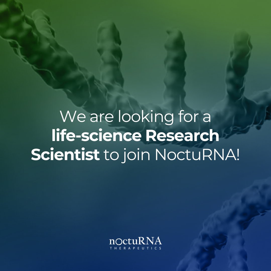 🚨 JOB OPPORTUNITY! 🥼 NoctuRNA is seeking talented researchers with a doctorate and experience in RNA biology and cell biology to join our team! Send your CV and cover letter to mcorredor@nocturnatx.com, attention Miriam Corredor.  ⏳ Deadline: Sunday 18 February, 2024