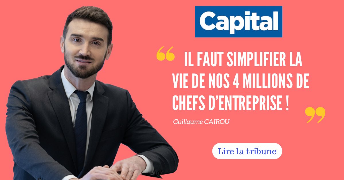 guillaumecairou's tweet photo. 🗞️Retrouvez ma tribune sur la #simplification dans @Capital ⤵️
https://t.co/Ua0l4zs9jA
#simplication #PME #entrepreneur
@CCI_Paris_IdF @CCI_78 @ccifrance @medef @medef78 @d_restino @DiCrescenzo_A @BrunoLeMaire @oliviagregoire @jnbarrot https://t.co/KMpyr9YzT7