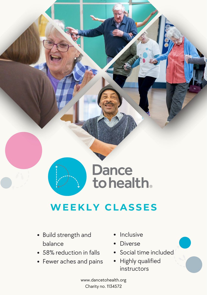 Join our Dance to Health classes in #Swansea! These sessions, led by trained dancers in fall prevention, help you stay #balanced and active as you get older. Find us at 📍Swansea Grand Theatre 📍The National Waterfront Museum Visit 🔗 dancetohealth.org #DanceToHealth
