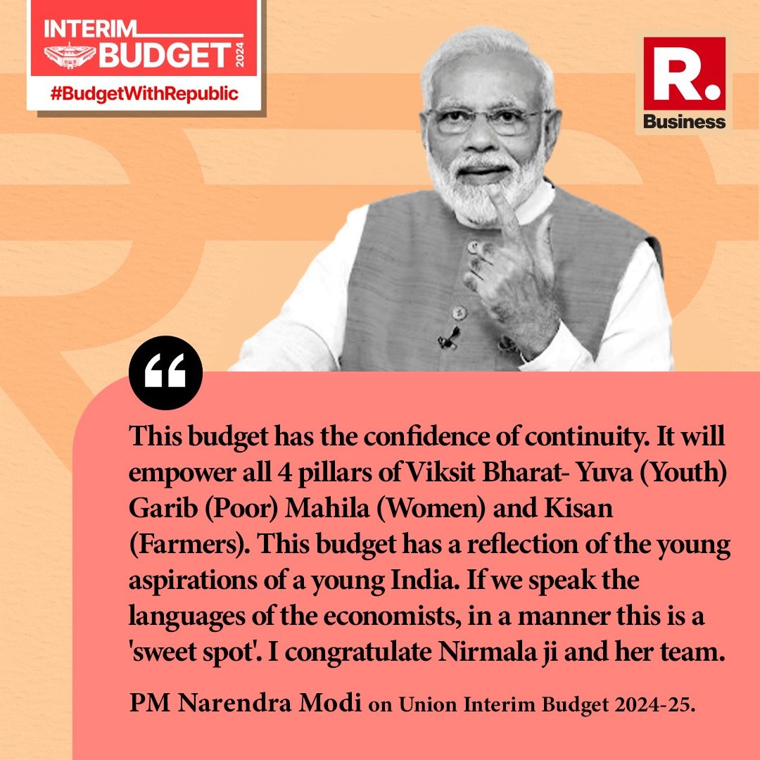 Prime Minister Narendra Modi lauds Union Interim Budget 2024-2025, congratulates Union Finance Minister Nirmala Sitharaman. 

#PMModi #NarendraModi #Budget2024 #Interimbudget #Budget #Budgetsession #LoksabhaElections2024 #RepublicBusiness #FinanceMinister #NirmalaSitharaman