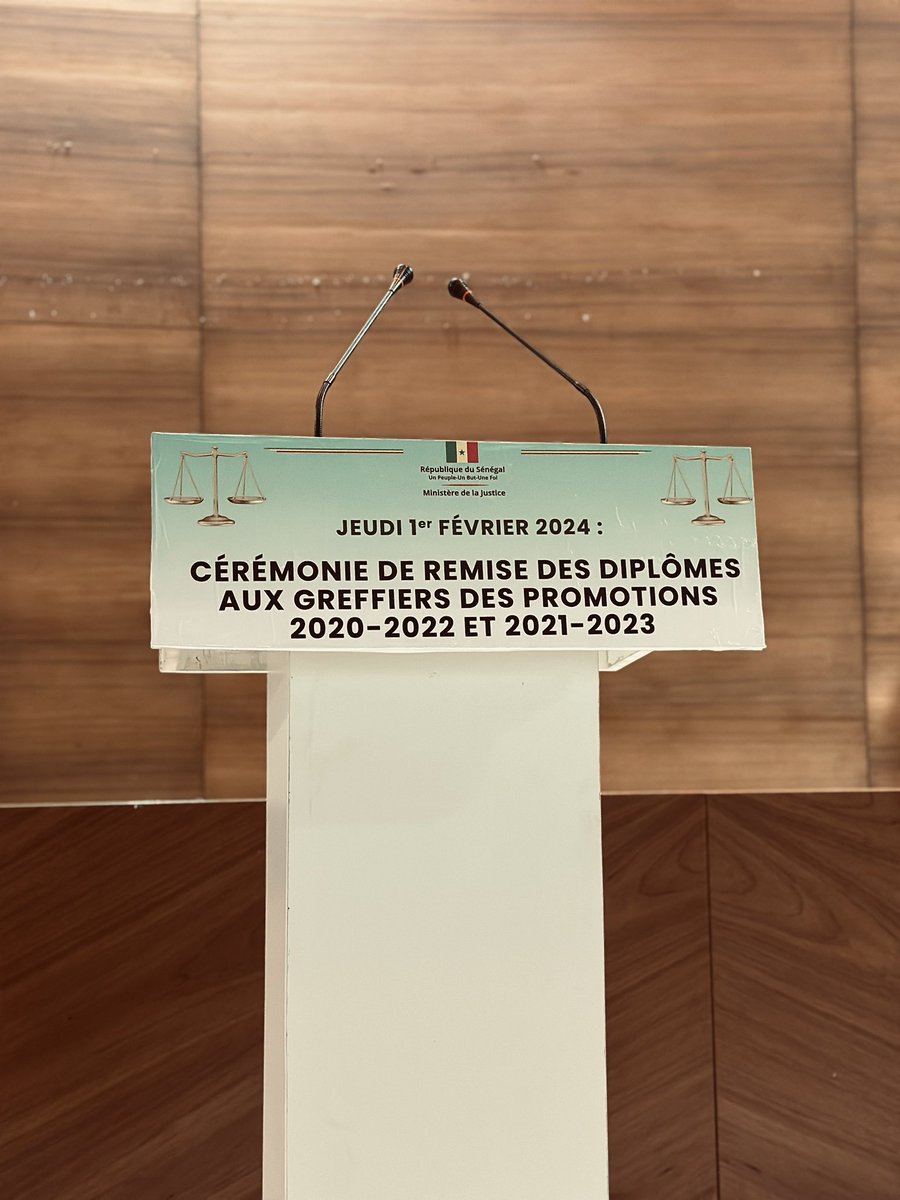 Ministère de la Justice du Sénégal (@min_justice_sn) on Twitter photo Jeudi 1er février 2024 : 
Cérémonie de remise des diplômes aux greffiers des promotions 2020-2022 et 2021-2023. ⚖️🏛️🇸🇳 Jeudi 1er février 2024 : 
Cérémonie de remise des diplômes aux greffiers des promotions 2020-2022 et 2021-2023. ⚖️🏛️🇸🇳
